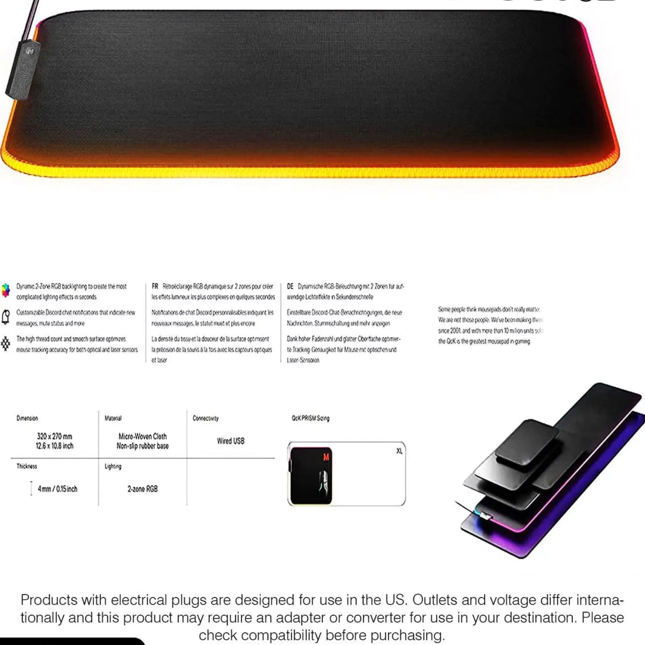 5Core RGB Gaming Mouse Mat with 12 Modes