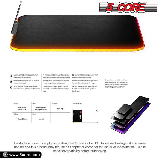 5Core RGB Gaming Mouse Mat with 12 Modes