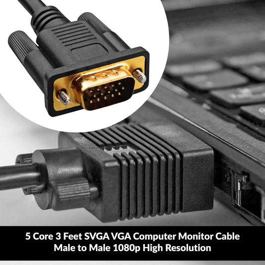 5Core High-Res VGA Cable 6Ft - Male to Male