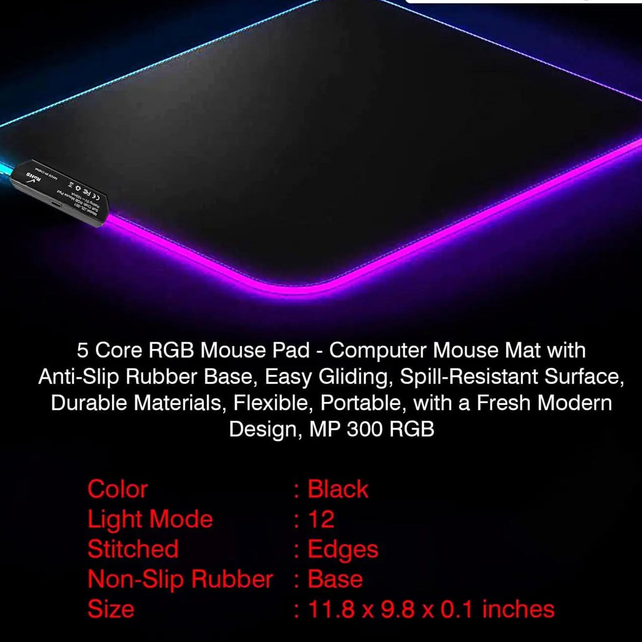 5Core RGB Gaming Mouse Mat with 12 Modes